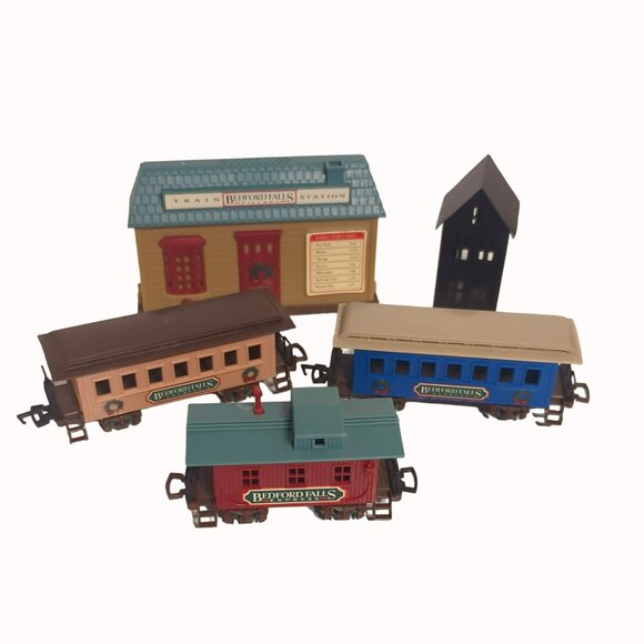 Vintage New Bright 1989 It's A Wonderful Holiday Bedford Falls Express Train Set - Picture 2 of 4
